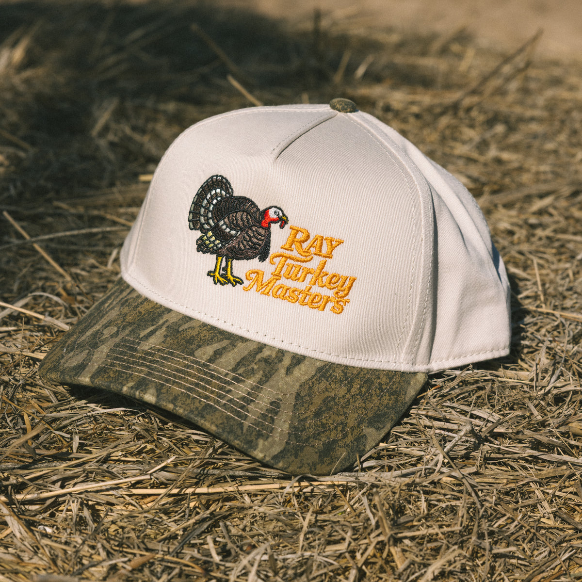 Ray Turkey Masters Camo Trucker Hat - Olive/Green Turkey Gobbler Trucker Hat on Original Bottomland  main image 3