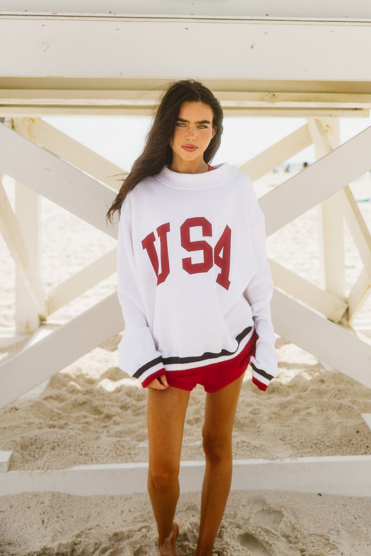 Banded Mock Neck Sweatshirt
