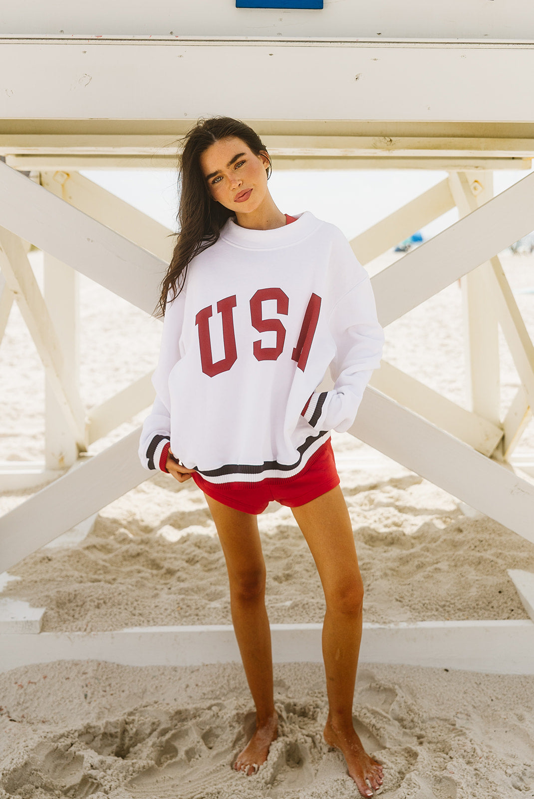 Banded Mock Neck Sweatshirt