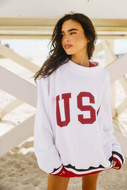 Banded Mock Neck Sweatshirt
